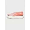 Pink textile slip-ons