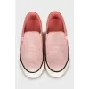 Pink textile slip-ons