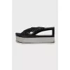Platform slippers with braiding