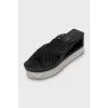 Platform slippers with braiding