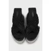 Platform slippers with braiding