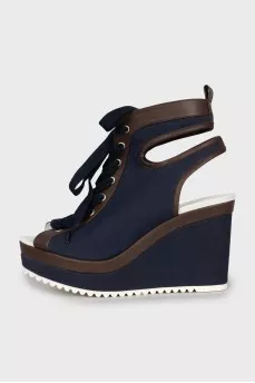 Blue textile sandals