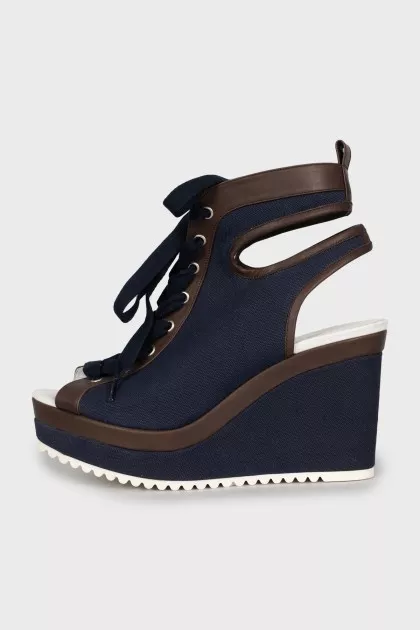 Blue textile sandals