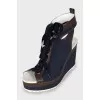Blue textile sandals