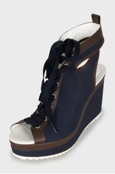 Blue textile sandals