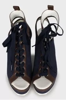 Blue textile sandals