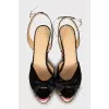 Textile wedge sandals with rhinestones
