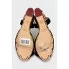 Textile wedge sandals with rhinestones
