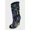 Abstract print textile ankle boots
