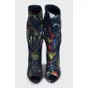Abstract print textile ankle boots
