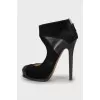 Suede cutout ankle boots