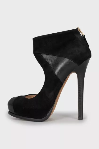 Suede cutout ankle boots