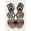 Leather sandals decorated with rhinestones