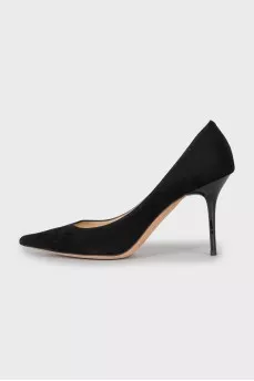 Black suede pumps