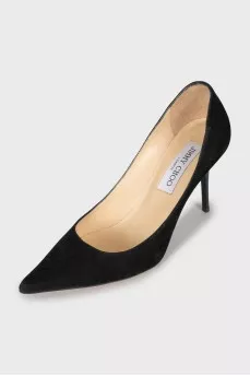 Black suede pumps