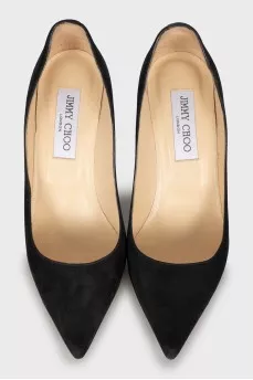 Black suede pumps