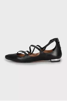 Leather ballet flats with decorative ties