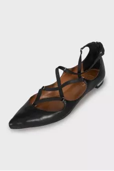 Leather ballet flats with decorative ties