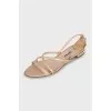 Leather sandals with rhinestones