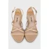 Leather sandals with rhinestones