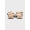 Leather sandals with rhinestones