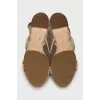 Leather sandals with rhinestones