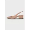 Suede pointed toe slingbacks