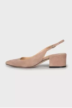 Suede pointed toe slingbacks