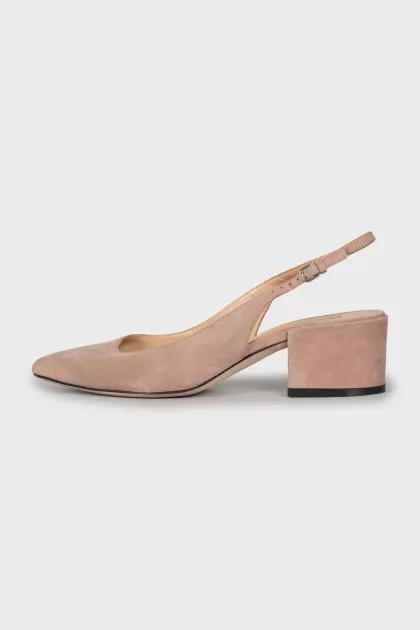 Suede pointed toe slingbacks
