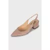 Suede pointed toe slingbacks