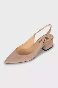 Suede pointed toe slingbacks