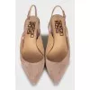 Suede pointed toe slingbacks