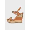 Wedge sandals with gold hardware