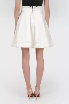 White denim skirt with small fringe
