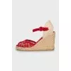 Textile sandals with lace