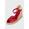 Textile sandals with lace