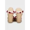 Textile sandals with lace