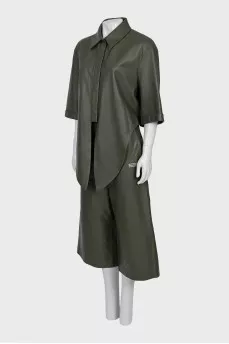 Leather suit with trousers