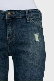 Low rise distressed jeans