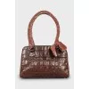 Leather bag with velour handles