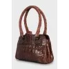 Leather bag with velour handles