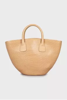 Leather bag with multi-colored lining
