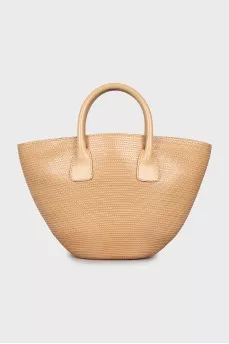 Leather bag with multi-colored lining