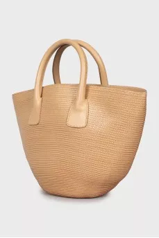 Leather bag with multi-colored lining