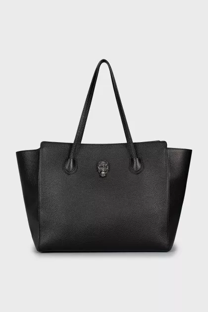 Leather skull shopper bag