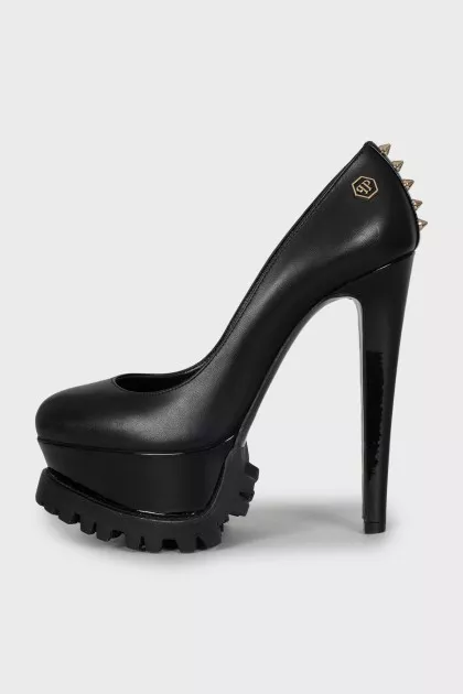 Black shoes with a massive sole