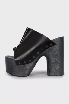 Black clogs with chunky heels