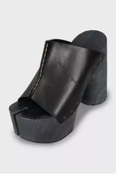 Black clogs with chunky heels