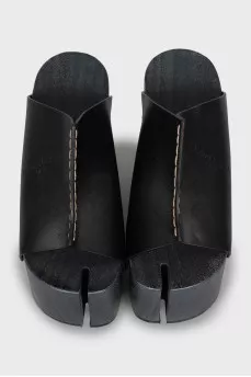 Black clogs with chunky heels