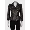 Leather jacket with draped hem